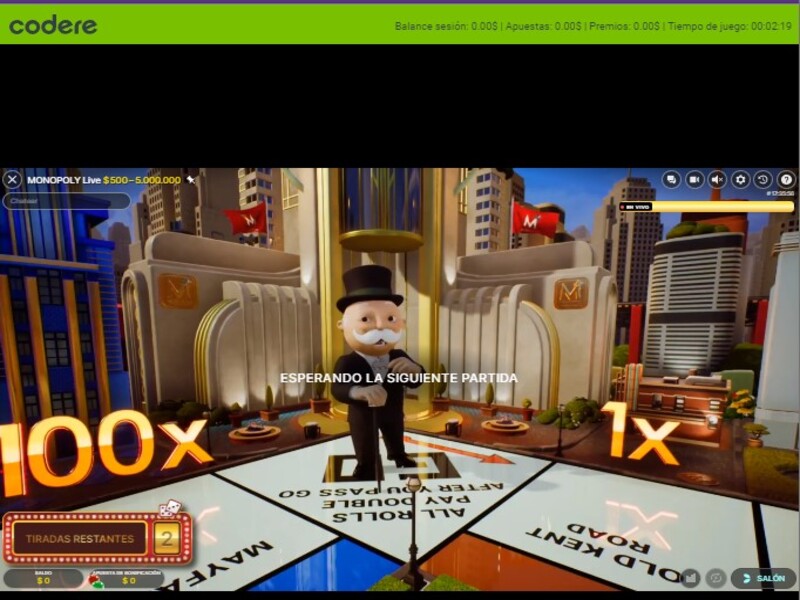 Monopoly Live de Codere en su ronda 3D