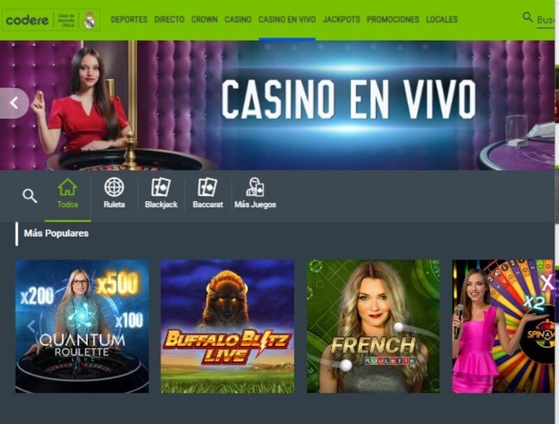 Los juegos más populares en los casinos Codere